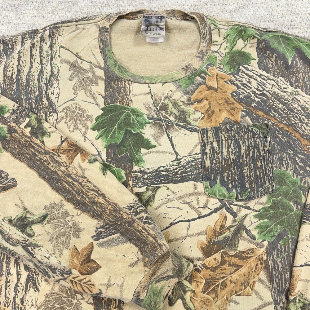 Vintage Trebark Camo Shirt Men 3XL Long Sleeve 90s Y2K USA Jerzees Faded Grunge - Picture 2 of 15